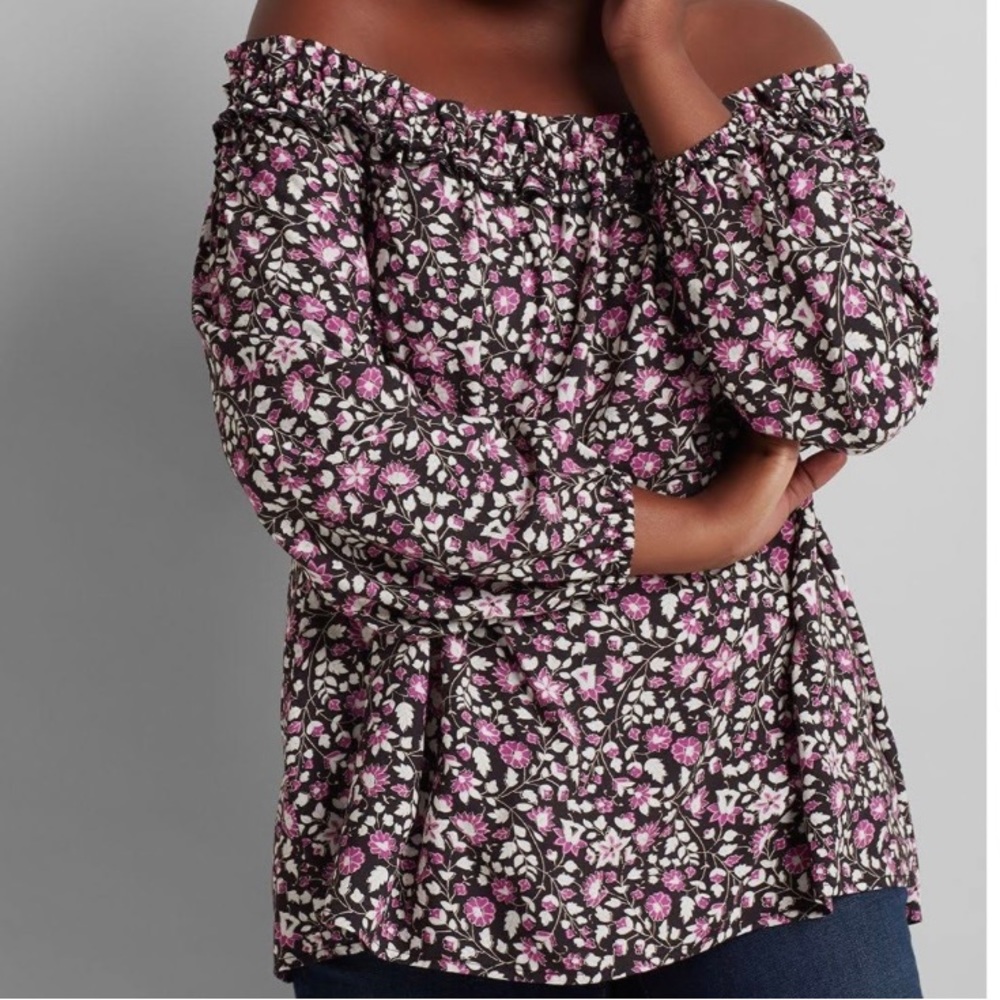 Lane Bryant Square Neck/Off Shoulder 3/4 sleeve blouse Sz18-30 Style#1112594